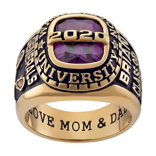 14K Gold over Sterling Personalized-Top Birthstone Class Ring