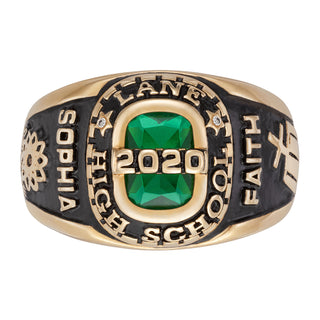 14K Gold over Sterling Personalized Bridge Traditional Ladies Class Ring