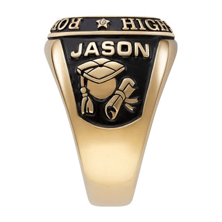 14K Gold over Sterling Double Row Traditional Men's Class Ring