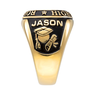 14K Gold over Sterling Double Row Traditional Men's Class Ring