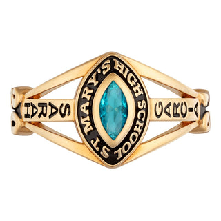 14K Gold over Sterling Traditional Marquise Ladies Class Ring