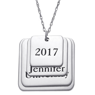 Sterling Silver Square Layered Graduation Necklace