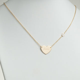 14K Gold over Sterling Engravable Heart with Star Chain Necklace with Diamond Accent