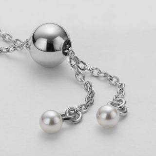 Sterling Silver Adjustable Name Plaque Bracelet with Pearl