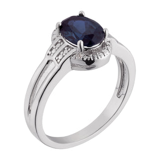 Genuine Sapphire and Diamond Accent Ring with Earrings