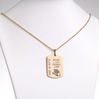 Stainless Steel Gold Graduation Dog Tag Pendant