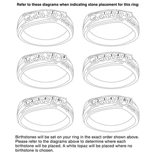 14K Gold over Sterling Genuine Birthstone and CZ Family Ring