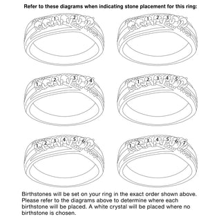 Sterling Silver Family Birthstone with Clear Crystal Crossover Ring