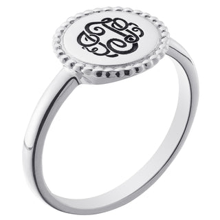 Sterling Silver Monogram Round Roped Ring