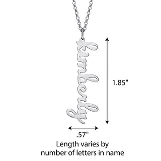 Sterling Silver Vertical Lowercase Script Name Necklace