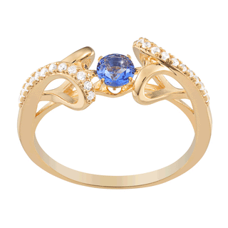 14K Gold over Sterling Dancing Birthstone Birthstone with Clear CZ  Ring