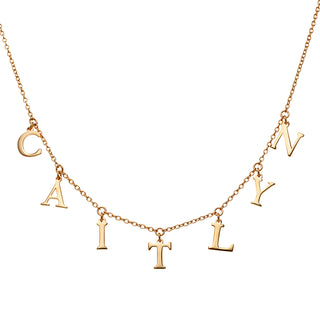 14K Gold over Sterling Station Name Necklace