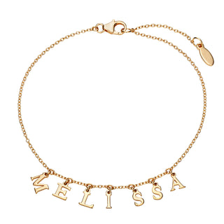 14K Gold over Sterling Station Name Bracelet