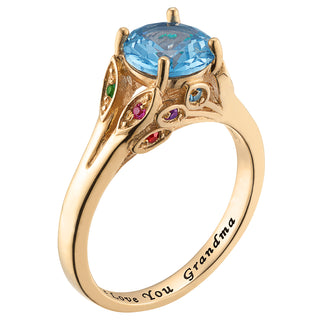 14K Gold over Sterling Personalized Mother's Birthstone and Family Ring
