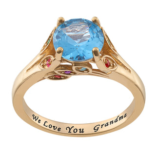 14K Gold over Sterling Personalized Mother's Birthstone and Family Ring