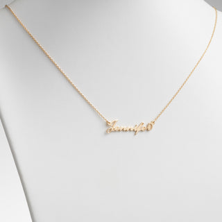 14K Gold over Sterling Petite Silver Script Name Necklace