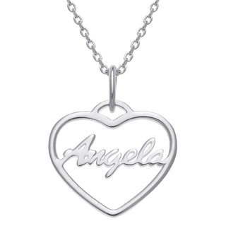 Sterling Silver Open Heart Name Necklace