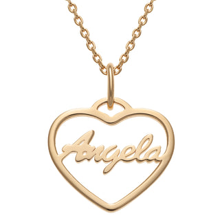 14K Gold over Sterling Open Heart Name Necklace