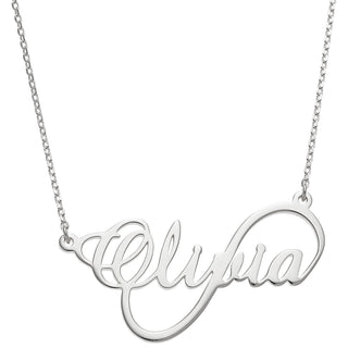 Sterling Silver Script Name Infinity Necklace