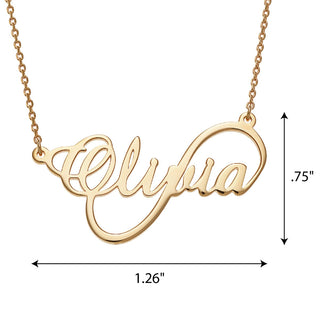 14K Gold over Sterling  Script Name Infinity Necklace
