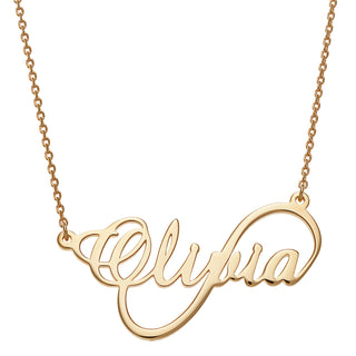 14K Gold over Sterling  Script Name Infinity Necklace