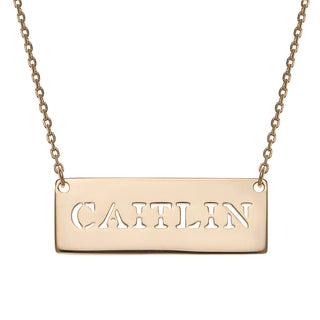 14K Gold over Sterling  Cut-Out Name Bar Necklace