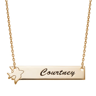 14K Gold over Sterling  Name Bar with Dove Necklace