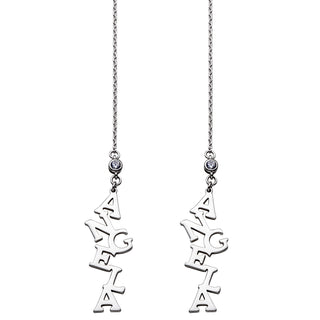 Sterling Silver Name with CZ Dangle Earrings