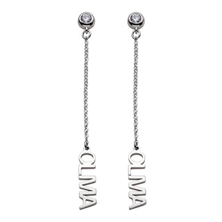 Sterling Silver Name with CZ Dangle Earrings
