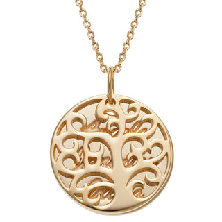 14K Gold over Sterling Family Tree Name Necklace