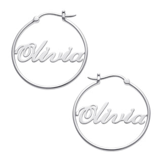 Sterling Silver Name Small Hoop Earrings