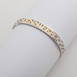 Sterling Silver And Yellow Gold Name Bangle