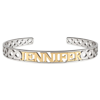 Sterling Silver And Yellow Gold Name Bangle