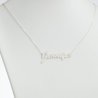 Sterling Silver Name Necklace with White Enamel