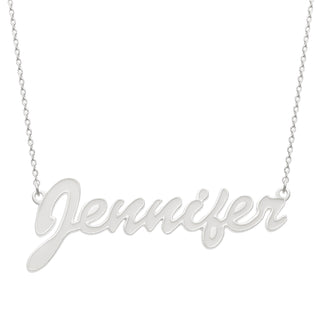 Sterling Silver Name Necklace with White Enamel