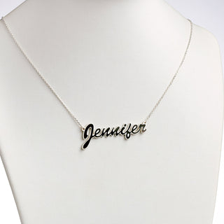Sterling Silver Name Necklace with Black Enamel