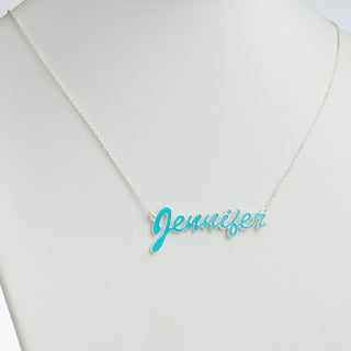 Sterling Silver Name Necklace with Turquoise Enamel