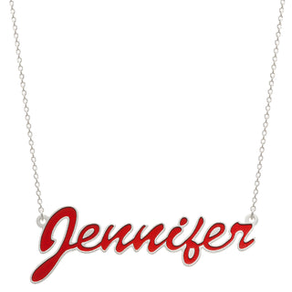 Sterling Silver Name Necklace with Red Enamel