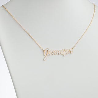 14K Gold over Sterling  Name Necklace with White Enamel
