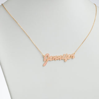 14K Gold over Sterling  Name Necklace with Pink Enamel