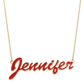 14K Gold over Sterling  Name Necklace with Red Enamel