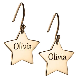 14K Gold over Sterling Personalized Star Dangle Earrings