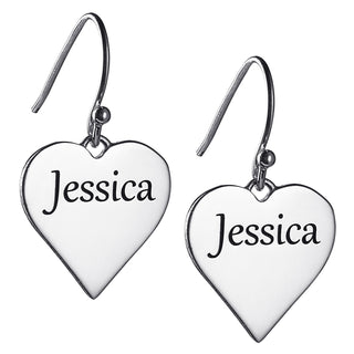 Sterling Silver Personalized Heart Dangle Earrings
