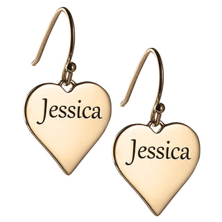 14K Gold over Sterling Personalized Heart Dangle Earrings