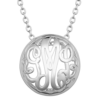 Sterling Silver Single Sided 18x18mm Round Traditional Monogram Pendant
