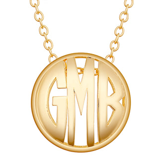 Single Sided 3-D 18x18mm Round Traditional Monogram Pendant