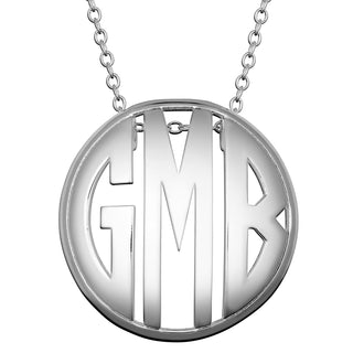 Single Sided 3-D 28x28mm Round Traditional Monogram Pendant