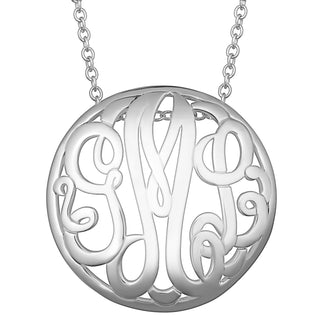 Single Sided 3-D 28x28mm Round Traditional Monogram Pendant