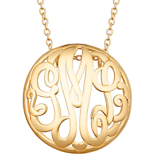 Single Sided 3-D 28x28mm Round Traditional Monogram Pendant