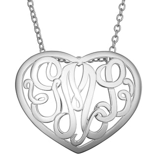 Single Sided 3-D 30x24mm Heart Framed Monogram Pendant